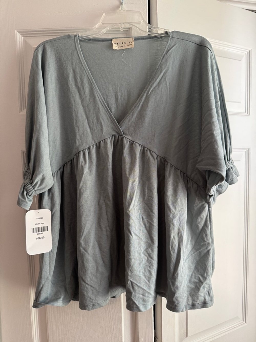 Dress Up Dusty Blue V-Neck Babydoll Tunic
